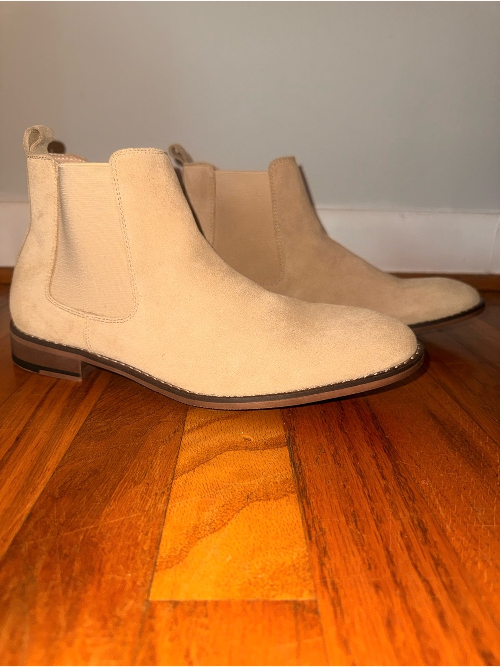 Men's Beige Suede Chelsea Boots - Classic Slip-On Style